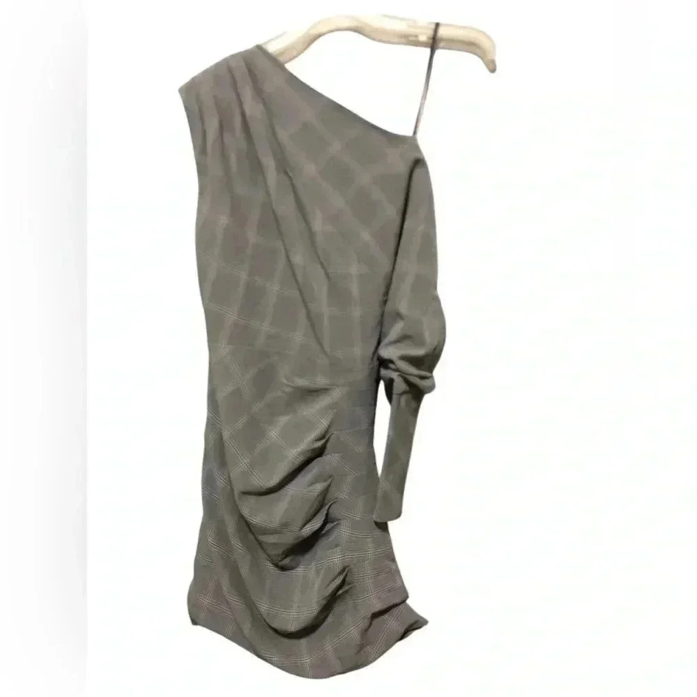 WALTER BAKER Lindsey Plaid One-Shoulder Dress Size 2 - Picture 4 of 4
